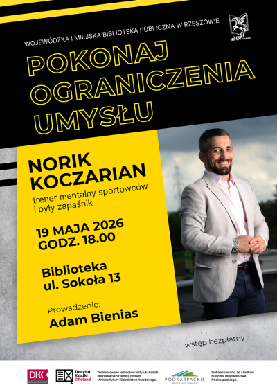 Grafika promująca spotkanie z Norikiem Koczarianem